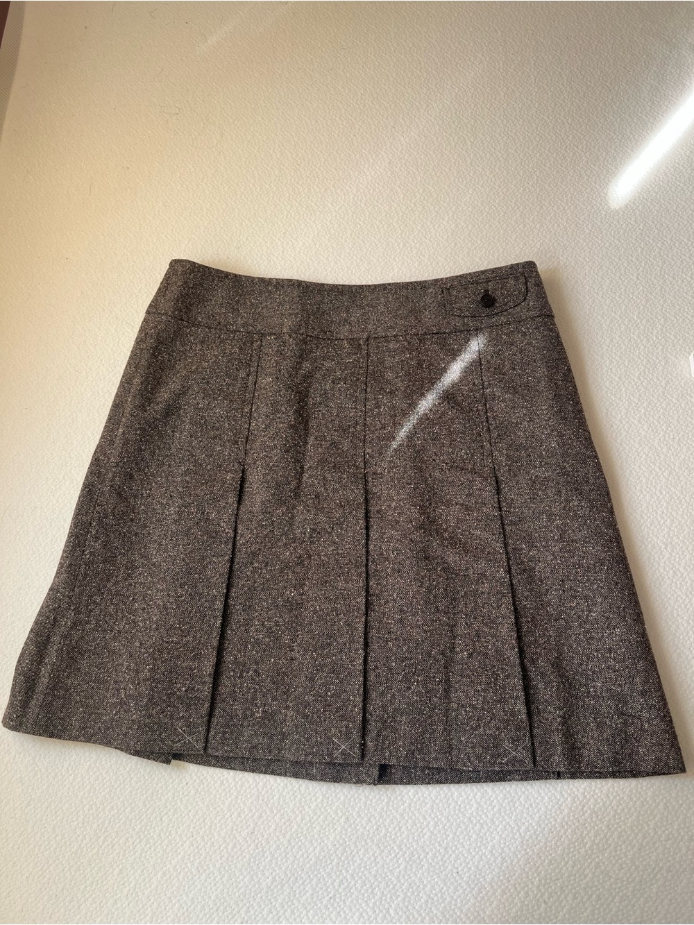NWT LOFT Wool-Blend Pleated Mini Skirt in Charcoal Gray | Size 14
